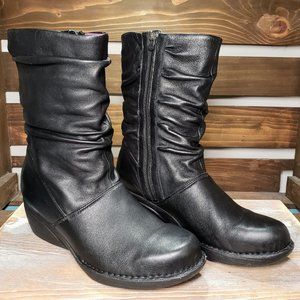 Dansko Black Nappa Leather Side Zip Slouch Mid Calf Boot Women EU 37 /US 6.5 - 7